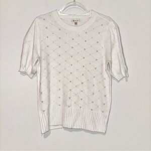 Versona Faux Pearl short sleeve Sweater white size large